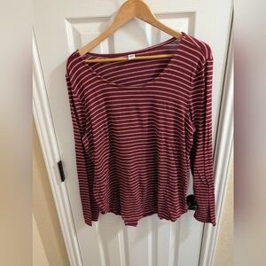 Old Navy Maroon Striped Long Sleeve